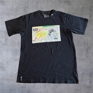 LRG Lifted Research Group Claude Money Lion Rock T-Shirt Black Men's XL Graphic